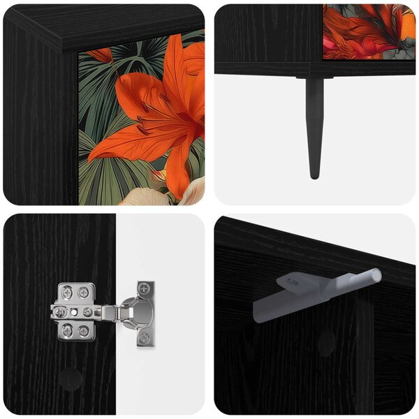 TV szekrény GENNEP 102 x 33 x 51 cm Fekete Tölgy Szerelt Fa