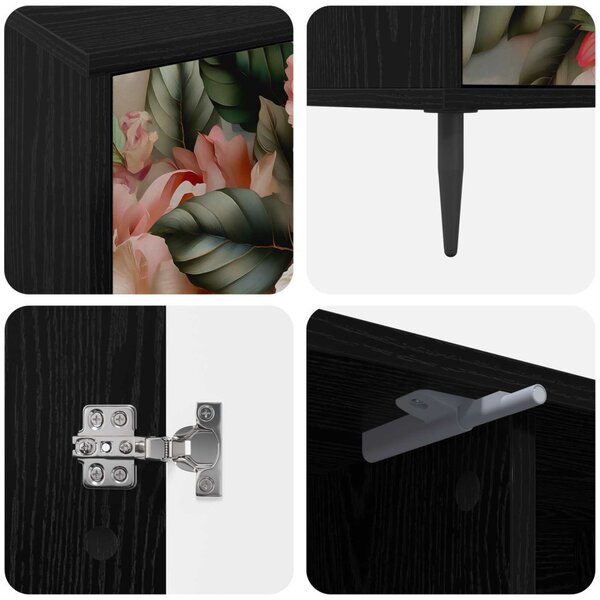 TV szekrény BORNE 102 x 33 x 51 cm Fekete Tölgy Szerelt Fa