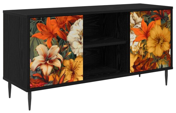 TV szekrény GENNEP 102 x 33 x 51 cm Fekete Tölgy Szerelt Fa