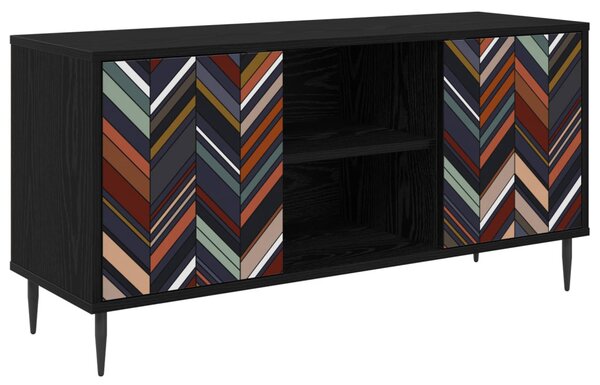 TV szekrény OMMEN 102 x 33 x 51 cm Fekete Tölgy Szerelt Fa