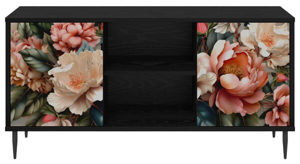 TV szekrény BORNE 102 x 33 x 51 cm Fekete Tölgy Szerelt Fa