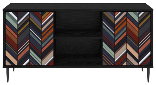 TV szekrény OMMEN 102 x 33 x 51 cm Fekete Tölgy Szerelt Fa