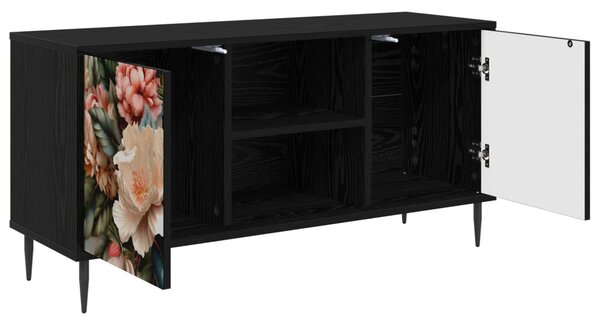 TV szekrény BORNE 102 x 33 x 51 cm Fekete Tölgy Szerelt Fa