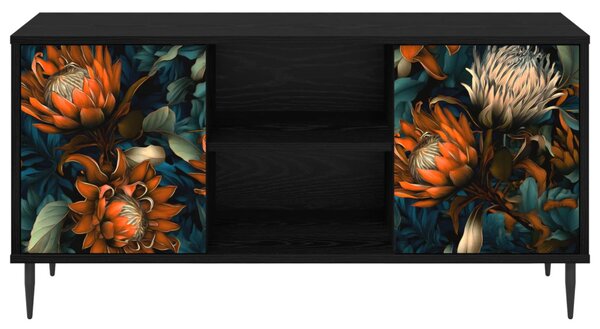 TV szekrény LOCHEM 102 x 33 x 51 cm Fekete Tölgy Szerelt Fa