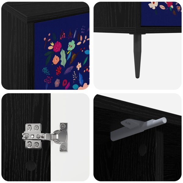 TV szekrény MAINZ 102 x 33 x 51 cm Fekete Tölgy Szerelt Fa
