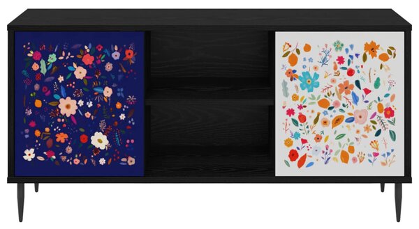 TV szekrény MAINZ 102 x 33 x 51 cm Fekete Tölgy Szerelt Fa