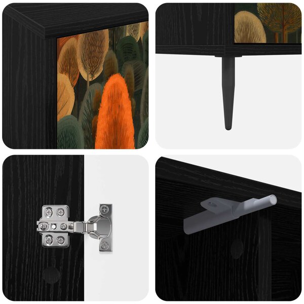 TV szekrény ZAANDAM 102 x 33 x 51 cm Fekete Tölgy Szerelt Fa