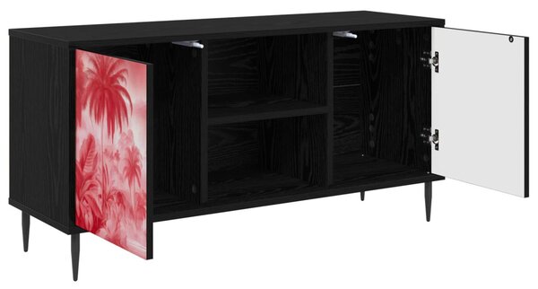 TV szekrény AACHEN 102 x 33 x 51 cm Fekete Tölgy Szerelt Fa