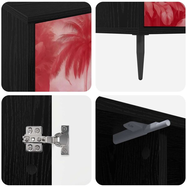 TV szekrény AACHEN 102 x 33 x 51 cm Fekete Tölgy Szerelt Fa