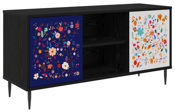 TV szekrény MAINZ 102 x 33 x 51 cm Fekete Tölgy Szerelt Fa