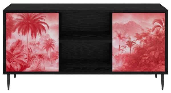 TV szekrény AACHEN 102 x 33 x 51 cm Fekete Tölgy Szerelt Fa