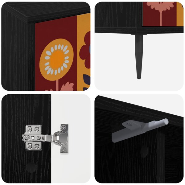 TV szekrény ESSEN 102 x 33 x 51 cm Fekete Tölgy Szerelt Fa