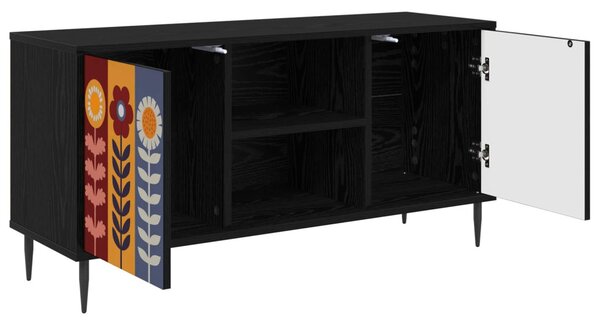 TV szekrény ESSEN 102 x 33 x 51 cm Fekete Tölgy Szerelt Fa