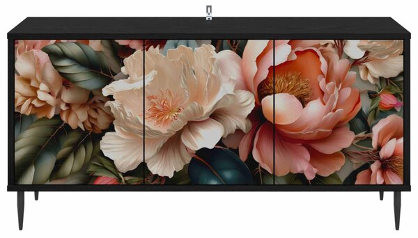 TV szekrény BORNE 102 x 33 x 51 cm Fekete Tölgy Szerelt Fa