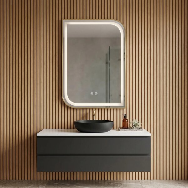 LED Tükör ZONE 70X50 BRUSH GOLD