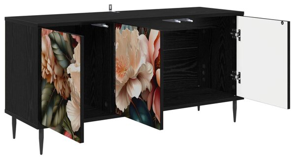 TV szekrény BORNE 102 x 33 x 51 cm Fekete Tölgy Szerelt Fa