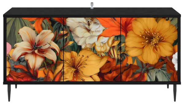 TV szekrény GENNEP 102 x 33 x 51 cm Fekete Tölgy Szerelt Fa