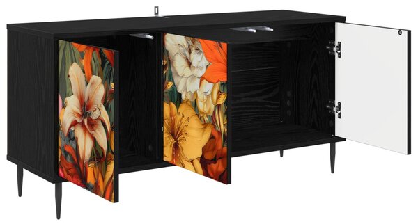 TV szekrény GENNEP 102 x 33 x 51 cm Fekete Tölgy Szerelt Fa