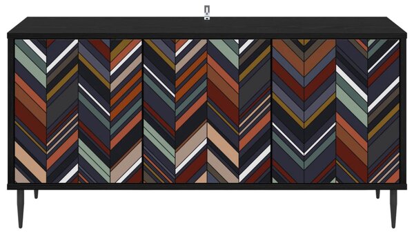 TV szekrény OMMEN 102 x 33 x 51 cm Fekete Tölgy Szerelt Fa