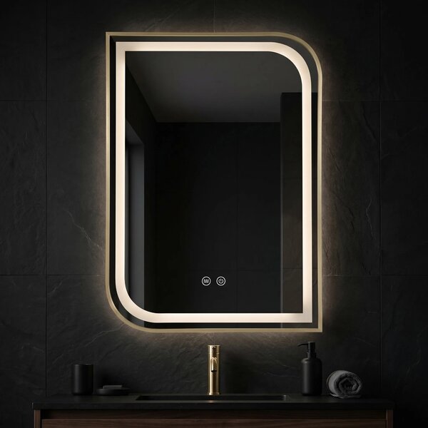 LED Tükör ZONE 70X50 BRUSH GOLD