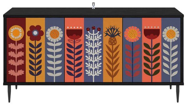 TV szekrény ESSEN 102 x 33 x 51 cm Fekete Tölgy Szerelt Fa
