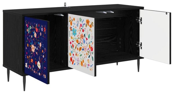 TV szekrény MAINZ 102 x 33 x 51 cm Fekete Tölgy Szerelt Fa
