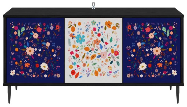TV szekrény MAINZ 102 x 33 x 51 cm Fekete Tölgy Szerelt Fa