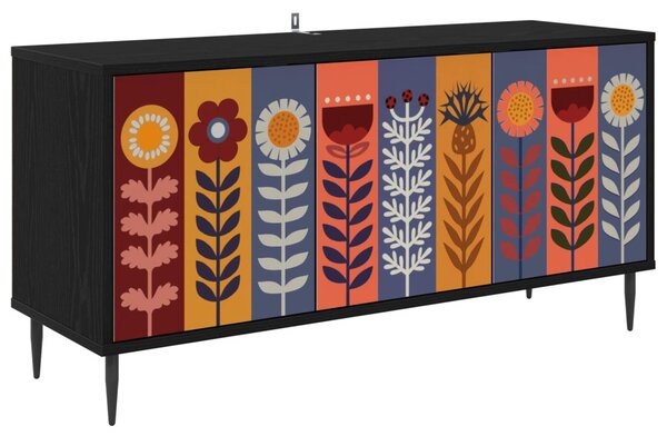 TV szekrény ESSEN 102 x 33 x 51 cm Fekete Tölgy Szerelt Fa