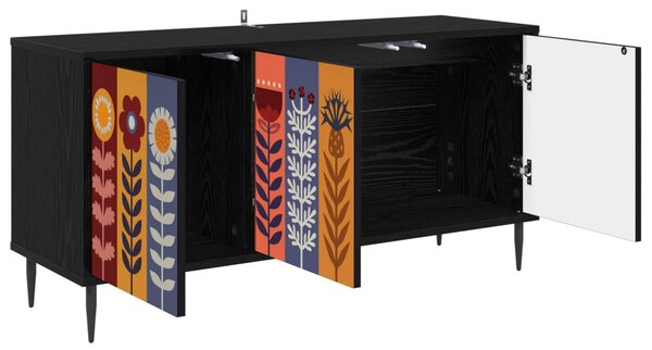 TV szekrény ESSEN 102 x 33 x 51 cm Fekete Tölgy Szerelt Fa