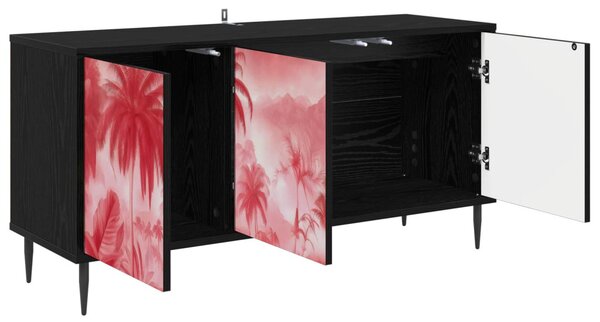 TV szekrény AACHEN 102 x 33 x 51 cm Fekete Tölgy Szerelt Fa