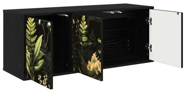 Falsítható TV Szekrény RHENEN 102 x 33 x 40 cm Fekete Tölgy