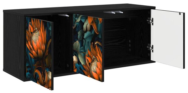 Falsítható TV Szekrény LOCHEM 102 x 33 x 40 cm Fekete Tölgy