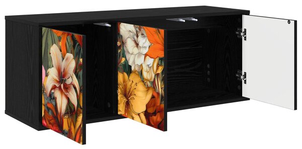 Falsítható TV Szekrény GENNEP 102 x 33 x 40 cm Fekete Tölgy