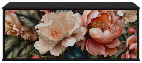Falsítható TV Szekrény BORNE 102 x 33 x 40 cm Fekete Tölgy