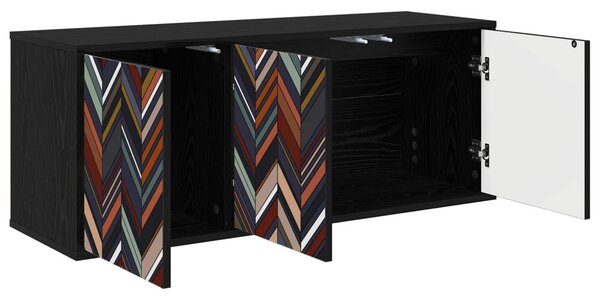 Falsítható TV Szekrény OMMEN 102 x 33 x 40 cm Fekete Tölgy