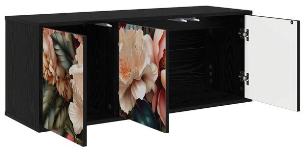 Falsítható TV Szekrény BORNE 102 x 33 x 40 cm Fekete Tölgy