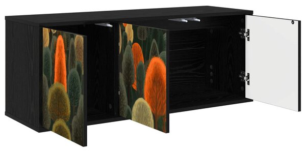 Falsítható TV Szekrény ZAANDAM 102 x 33 x 40 cm Fekete Tölgy