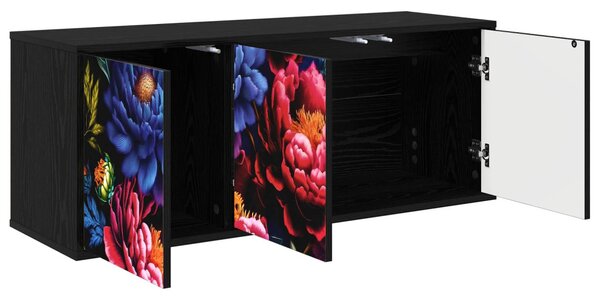 Falsítható TV Szekrény KIEL 102 x 33 x 40 cm Fekete Tölgy