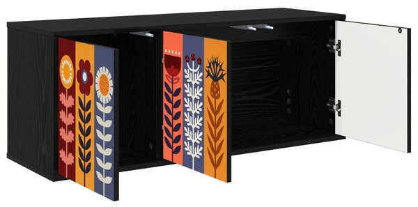 Falsítható TV Szekrény ESSEN 102 x 33 x 40 cm Fekete Tölgy
