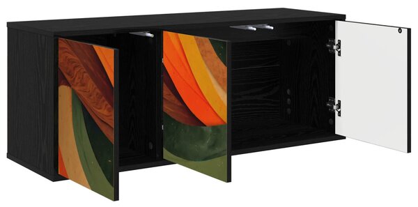 Falsítható TV Szekrény BONN 102 x 33 x 40 cm Fekete Tölgy