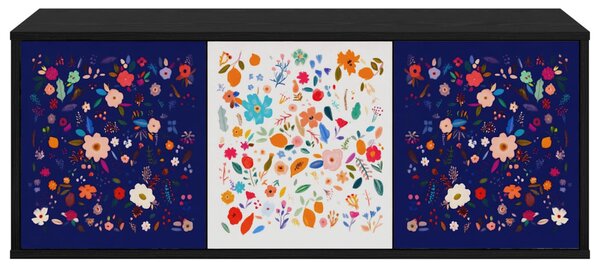 Falsítható TV Szekrény MAINZ 102 x 33 x 40 cm Fekete Tölgy
