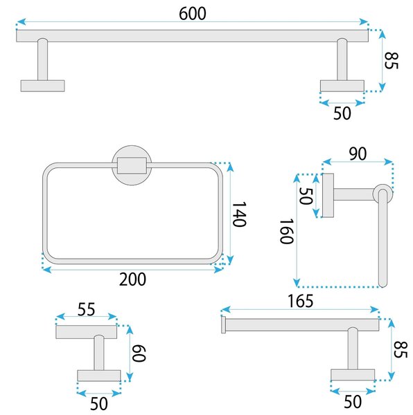 Fürdőszobai kiegészítő szett GRID Brush Nickel 4 darabos