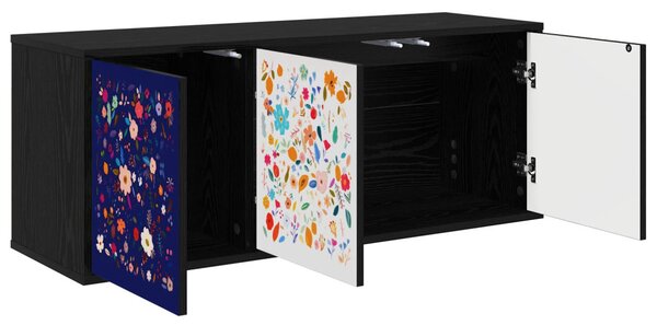 Falsítható TV Szekrény MAINZ 102 x 33 x 40 cm Fekete Tölgy