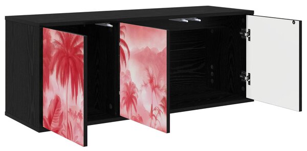 Falsítható TV Szekrény AACHEN 102 x 33 x 40 cm Fekete Tölgy