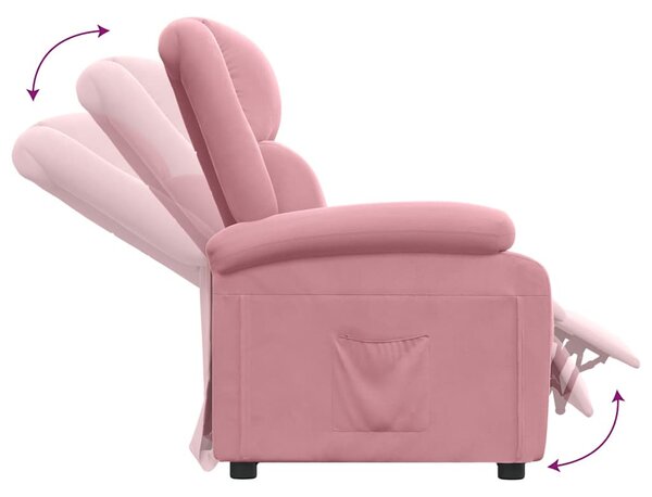 Rózsaszín bársony dönthető fotel