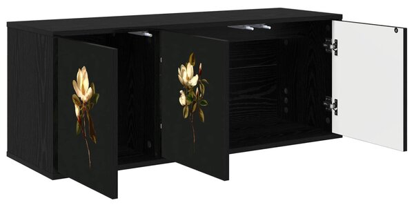Falsítható TV Szekrény BREMEN 102 x 33 x 40 cm Fekete Tölgy