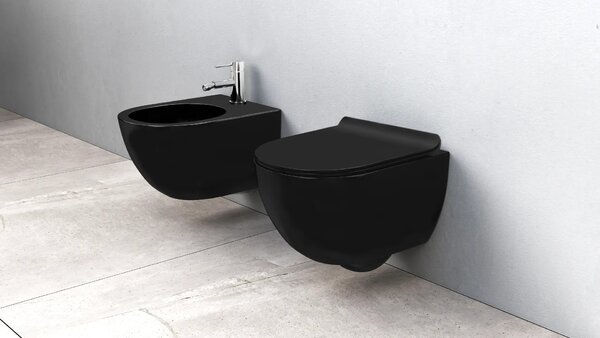 WC csésze készlet Rea Carlo Mini Black Mat + Bidet Carlo Black