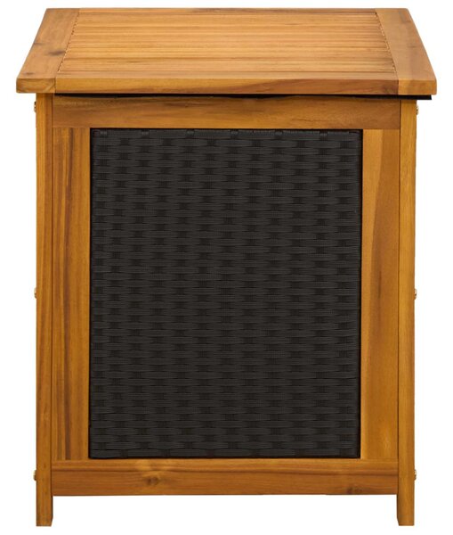 Kerti Tároló Doboz 185 L Tömör Akácfa 60 x 50 x 56 cm Fekete