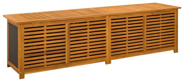 Kerti Tároló Doboz 185 L Tömör Akácfa 200 x 50 x 56 cm Fekete