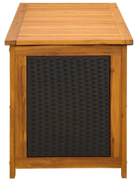 Kerti Tároló Doboz 185 L Tömör Akácfa 113 x 50 x 56 cm Fekete